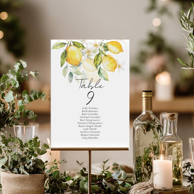 Elegant citrus table number seating chart cards (Subido por el creador)