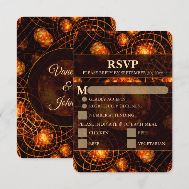 Elegant Classic Modern Gold #901 Wedding RSVP Card (Anverso / Reverso)