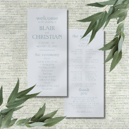 Elegant Coastal Blue Wedding Ceremony Program
