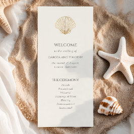 Elegant Coastal gold Seashell Wedding Program