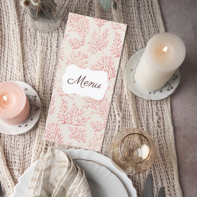 Elegant Coral Reef Wedding Menu Card (Subido por el creador)