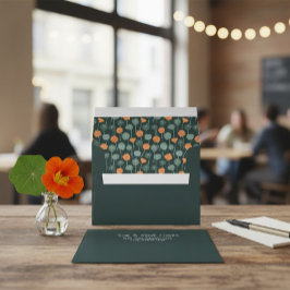 Elegant Custom Green Envelope with Floral Liner