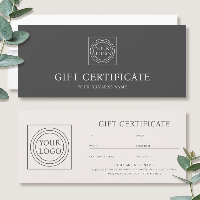 Elegant Custom Logo Gift Certificate Off-white (Subido por el creador)