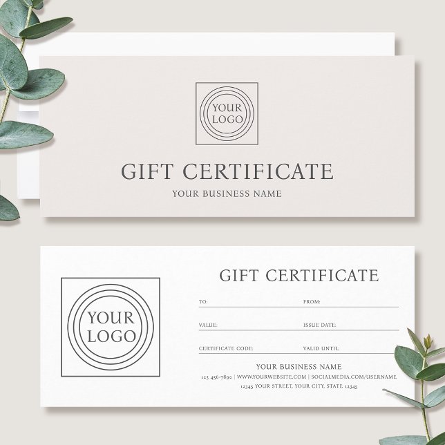 Elegant Custom Logo Gift Certificate Voucher (Subido por el creador)