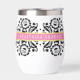 ELEGANT DAMASK patrón vintage dorado rosa negro
