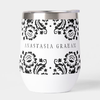 ELEGANT DAMASK patrón vintage lindo blanco negro