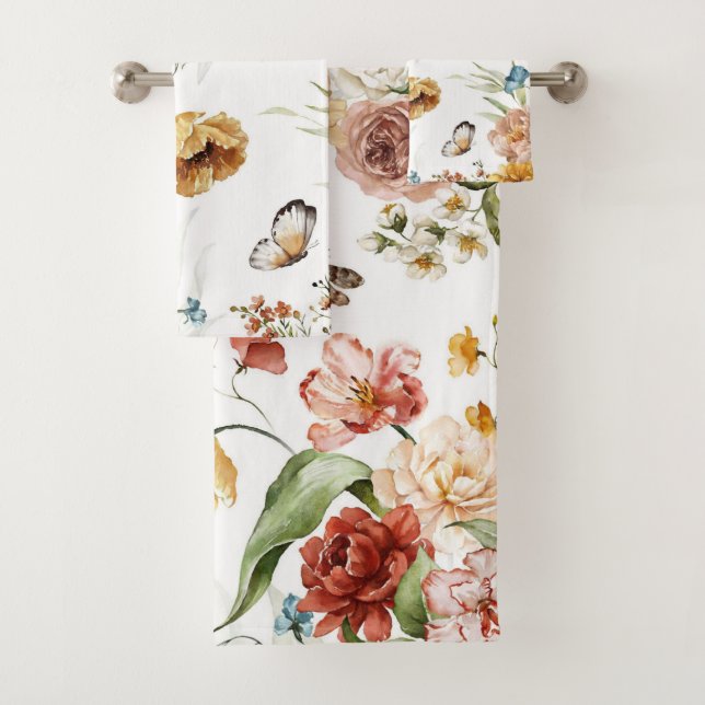 Elegant decorative floral patterned towel set  (In situ)