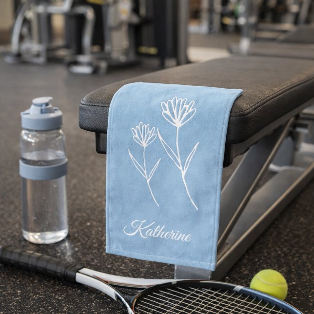 Elegant Dusty Blue Simple Flower Sports (Subido por el creador)