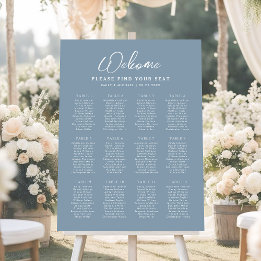 Elegant Dusty Blue Simple Wedding Seating Chart