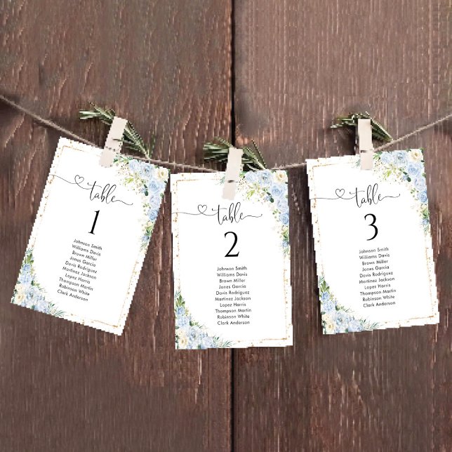 Elegant Dusty Blue Table Number Seating Chart (Subido por el creador)