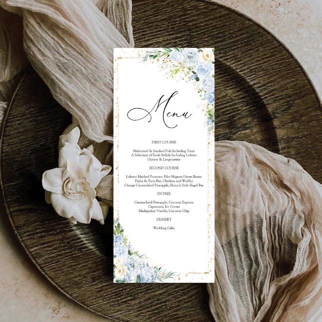 Elegant Dusty Blue Wedding Menu (Subido por el creador)