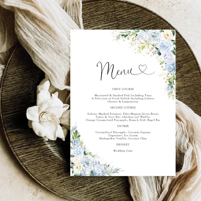 Elegant Dusty Blue Wedding Menu (Subido por el creador)