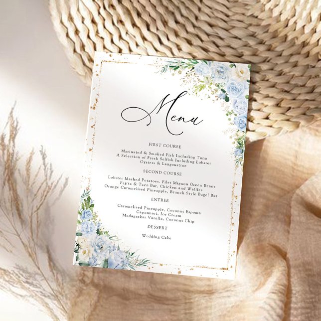 Elegant Dusty Blue Wedding Menu (Subido por el creador)