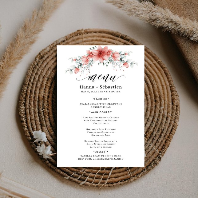 Elegant Earthy Greenery Watercolor Wedding Menu (Subido por el creador)