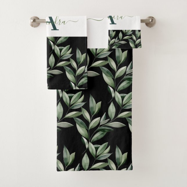 Elegant Eucalyptus Greenery Botanical Towel Set (In situ)