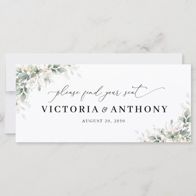 Elegant Eucalyptus Wedding Head Table Sign (Anverso)