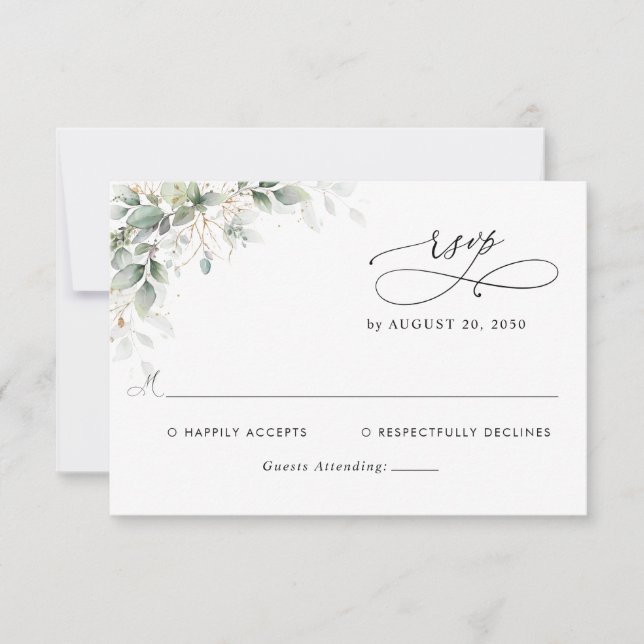 Elegant Eucalyptus Wedding RSVP Card (Anverso)
