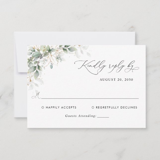  Elegant Eucalyptus Wedding RSVP Card (Anverso)