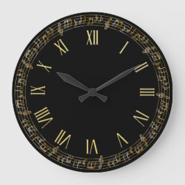 Elegant Faux Gold Musical Notes | Reloj de pared