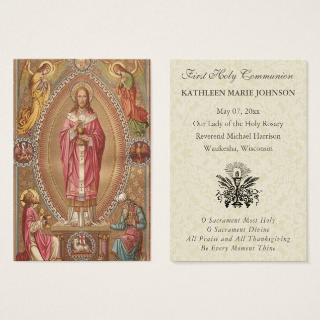 Elegant First Holy Communion Remembrance Holy  (Anverso y reverso)
