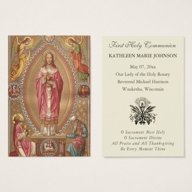 Elegant First Holy Communion Remembrance Holy  (Anverso y reverso)