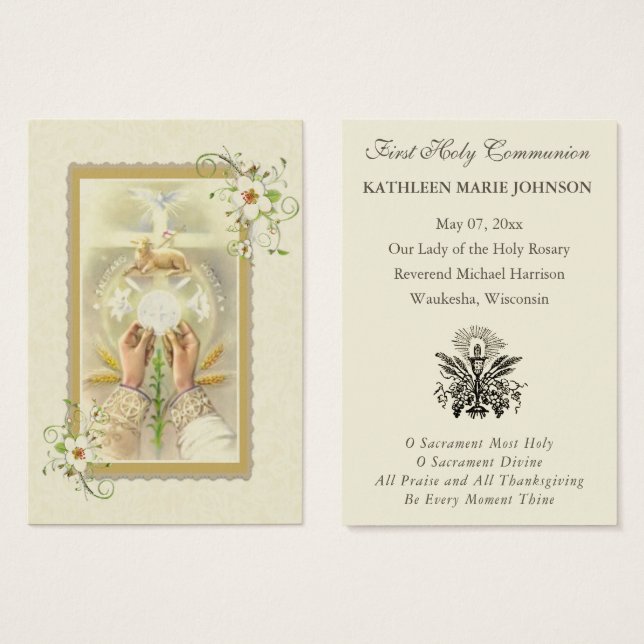 Elegant First Holy Communion Remembrance Holy  (Anverso y reverso)