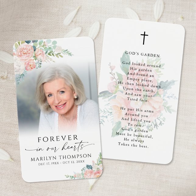 Elegant Floral God's Garden Photo Prayer Card (Subido por el creador)