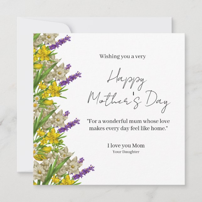 Elegant Floral Happy Mother’s Day Card  (Anverso)