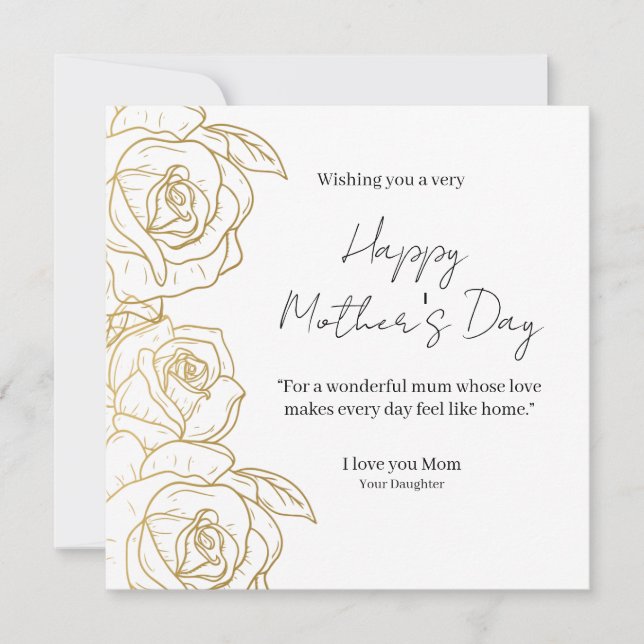 Elegant Floral Happy Mother’s Day Card  (Anverso)
