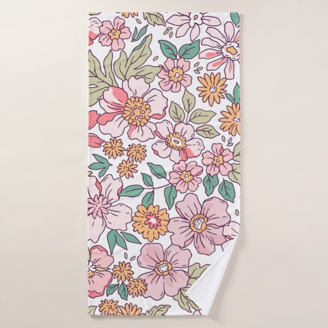 Elegant floral pattern in small hand draw flower.  (Toalla de baño)