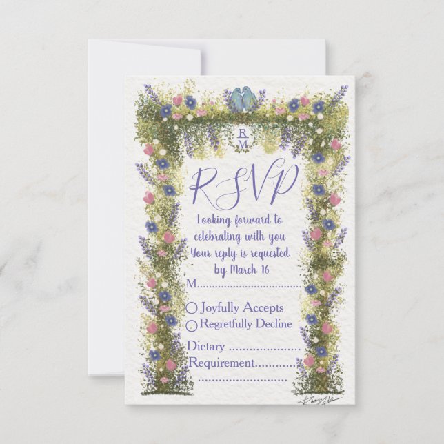 Elegant Floral RSVP Card 5x3.5 - Hand-Drawn Art (Anverso)
