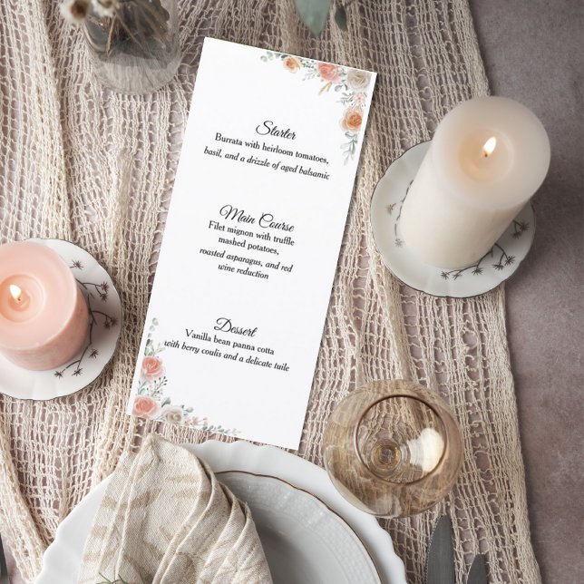Elegant Floral Wedding Menu Card (Subido por el creador)