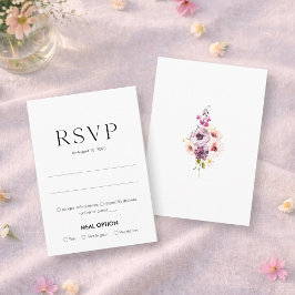 Elegant Floral Wedding RSVP Card with Meal Choice