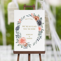Elegant Floral Wedding Welcome Sign