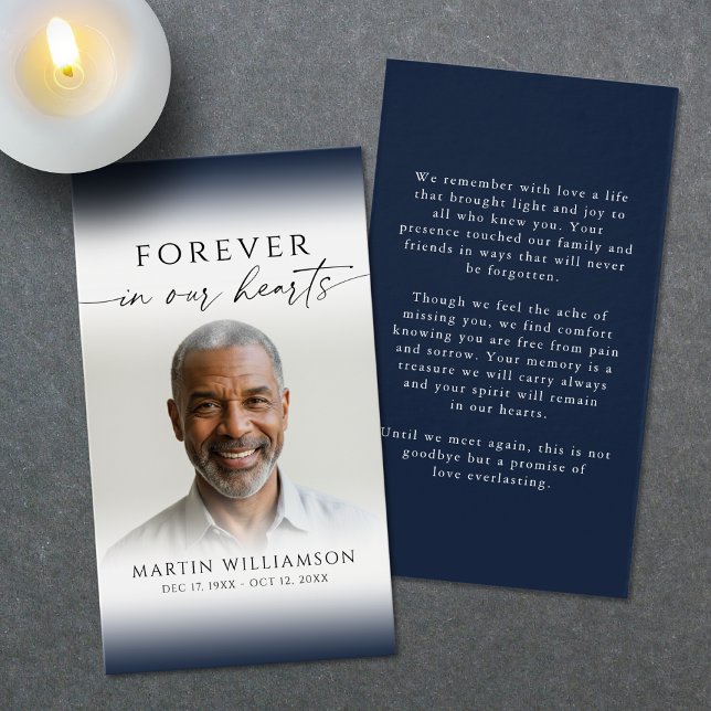 Elegant Forever Hearts Photo Funeral Prayer Card (Subido por el creador)