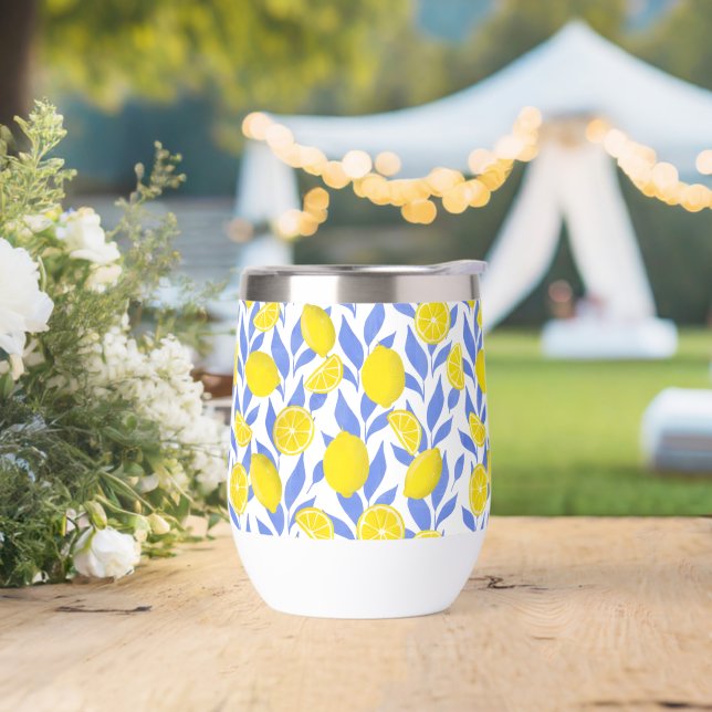 Elegant French Country Lemon Blue Botanical (Boda)