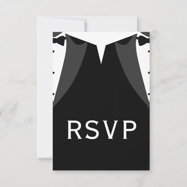 Elegant Gay Wedding RSVP Card Black Tie (Reverso)