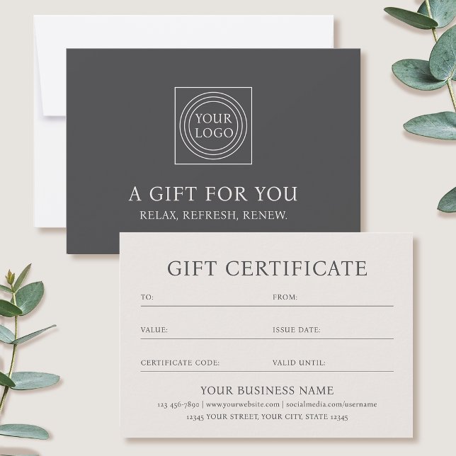 Elegant Gift Certificate Business Logo Off-white (Subido por el creador)