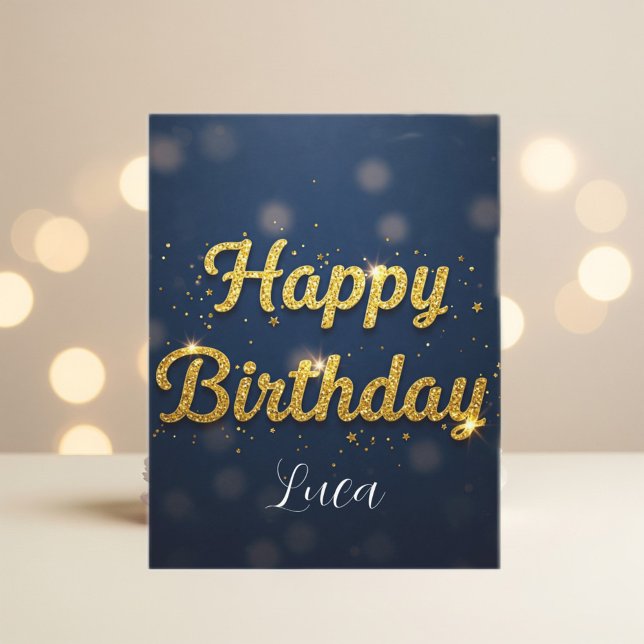 Elegant Gold and Blue Glitter Birthday Card  (Subido por el creador)