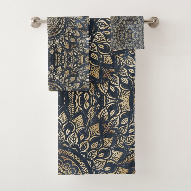 Elegant Gold Blue Mandala Floral (In situ)