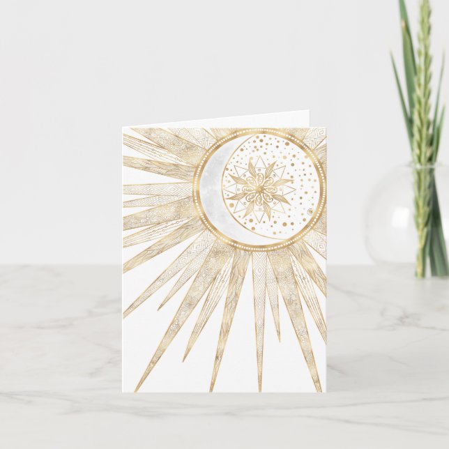 Elegant Gold Doodles Sun Moon Mandala Design (Anverso)