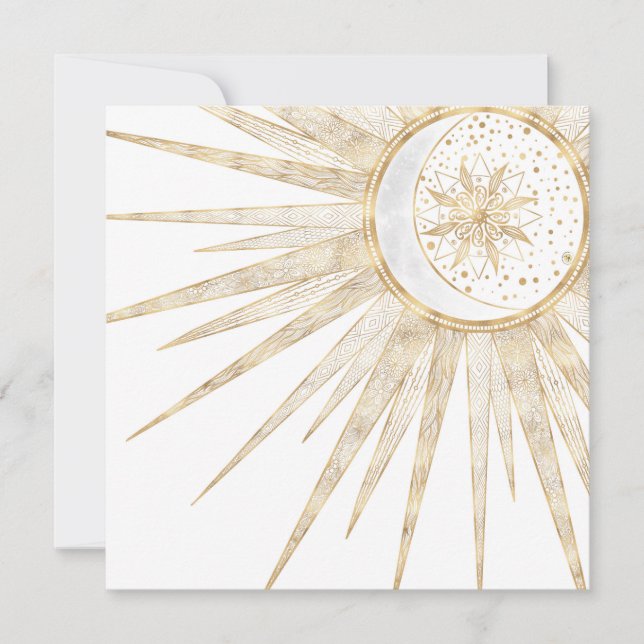 Elegant Gold Doodles Sun Moon Mandala Design (Anverso)