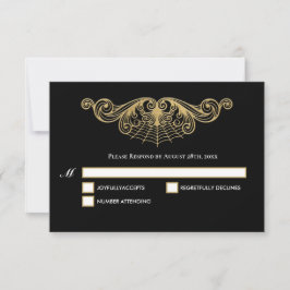 Elegant gold Gothic Halloween Wedding RSVP Card