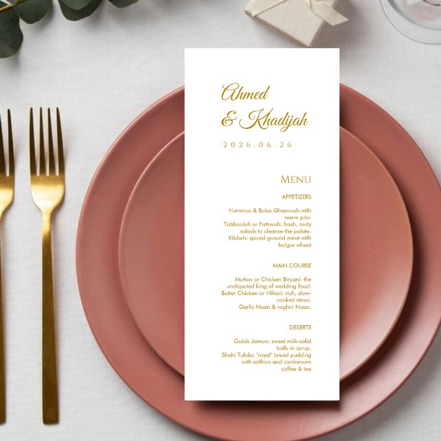 Elegant Gold Islamic Wedding Menu Card Flat Menu (Subido por el creador)
