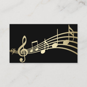 Elegant Gold Music Notes sobre negro  Tarjeta de p
