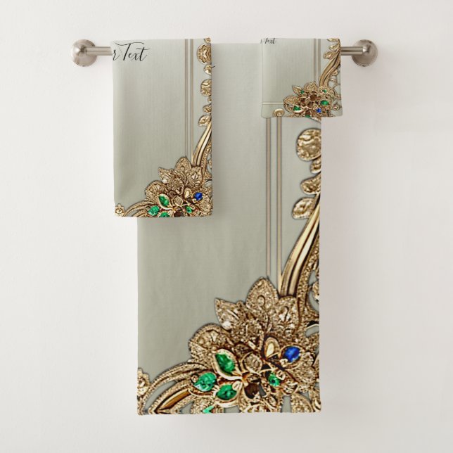 Elegant Gold Ornate Towel Set (In situ)