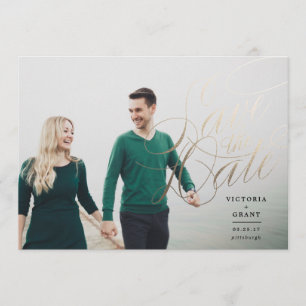 Elegant Gold Save the Date tarjeta de fotografía d