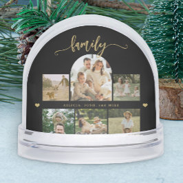 Elegant gold script custom family photo collage