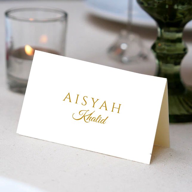 Elegant Gold Script Islamic Wedding Place Card (Subido por el creador)