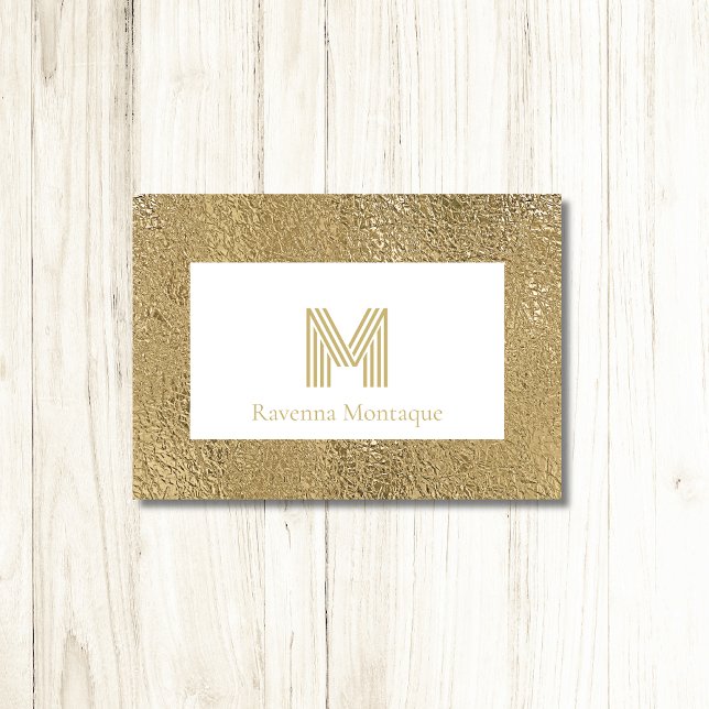 Elegant Gold Texture Big Monogram Stationery (Subido por el creador)
